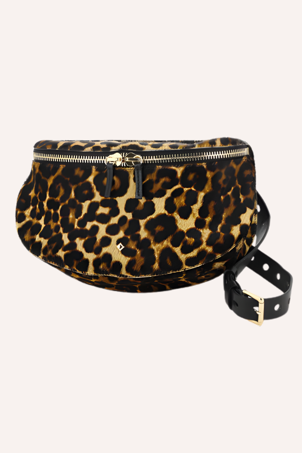 Grande Pochette Banane Léopard & Cuir Noir – Herbert Frère Sœur