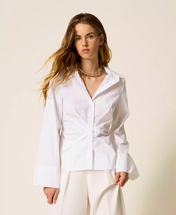Chemise en popeline avec drapé