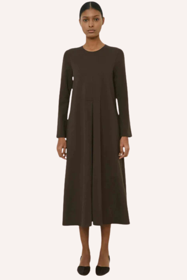 Robe longue évasée à encolure ronde -MEIMEIJ