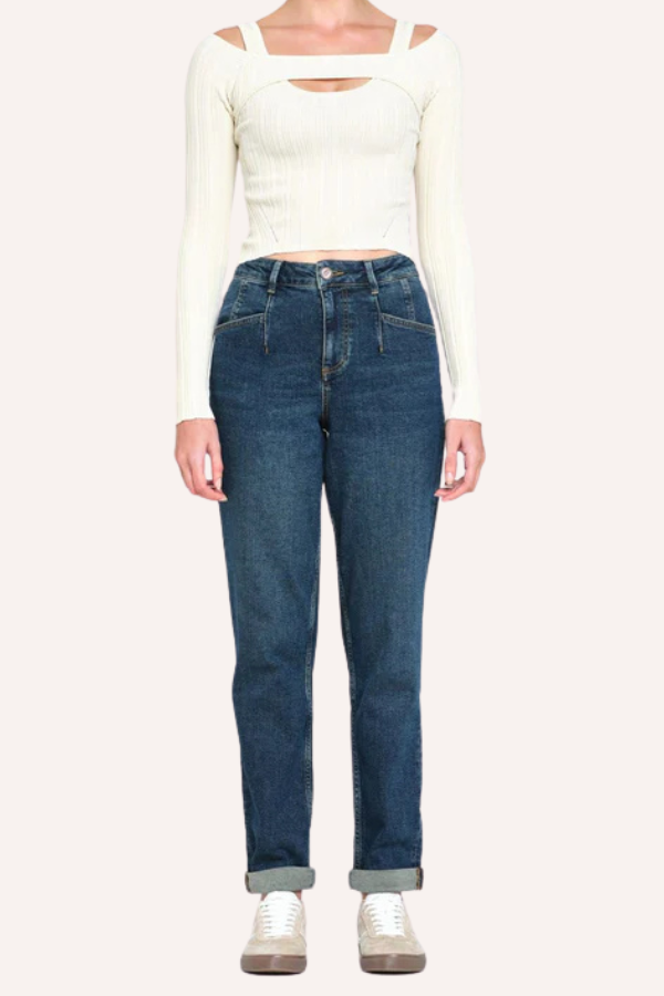 Jean Boyfriend Revers Bas