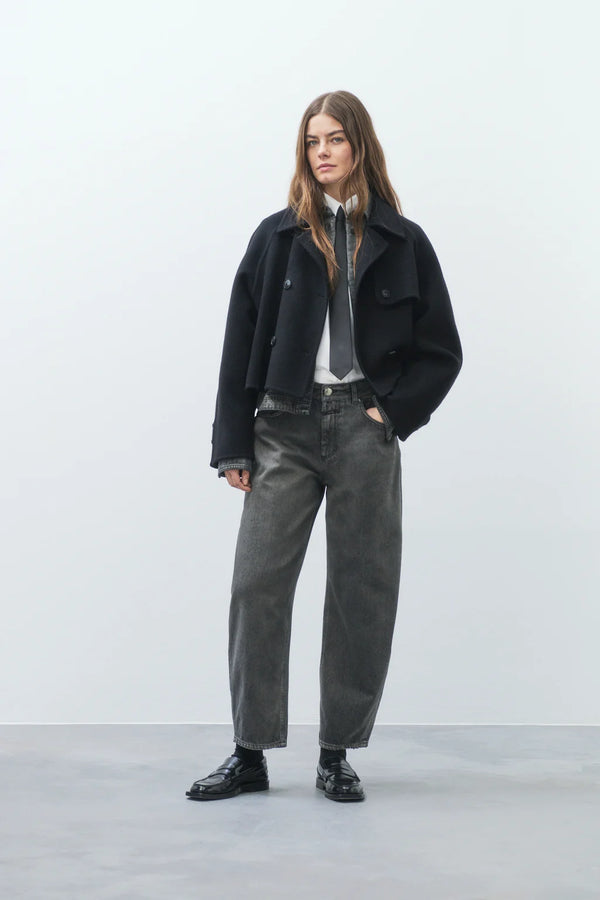 Jean Jazzie Closed – Barrel fit noir, taille mi-haute