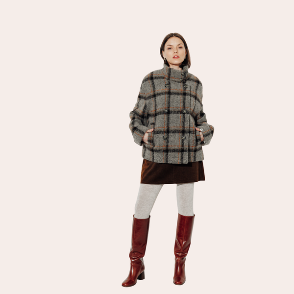 Manteau  Plumeria  court à carreaux en laine – Trench & Coat