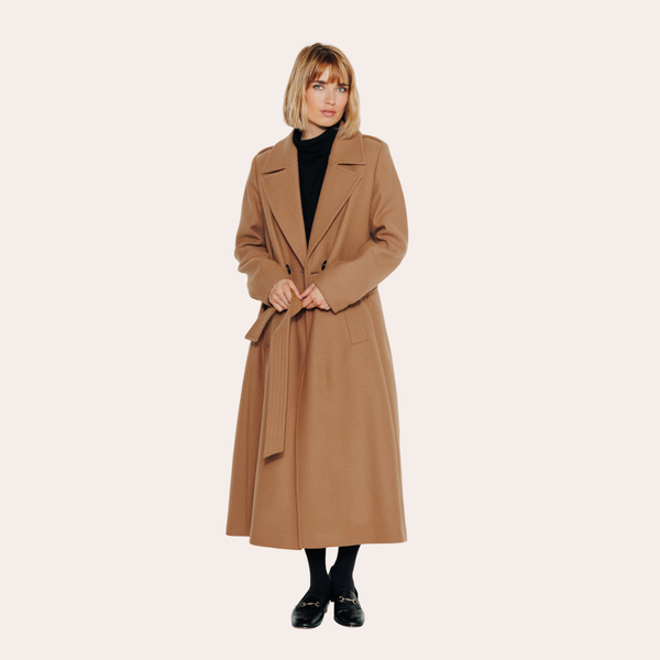 Manteau long ceinturé en laine vierge – Précieux  trench and coat
