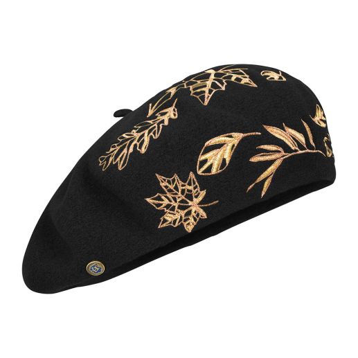 BBéret Haizea – Laine mérinos française & broderie dorée